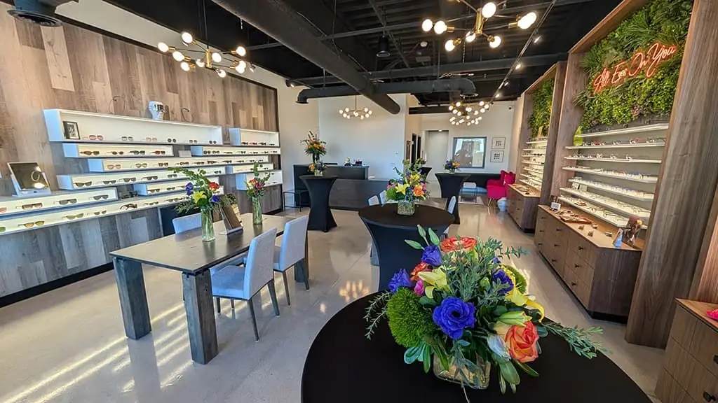 Optique Eyewear boutique interior in Holladay, Utah showcasing curated luxury eyewear collection